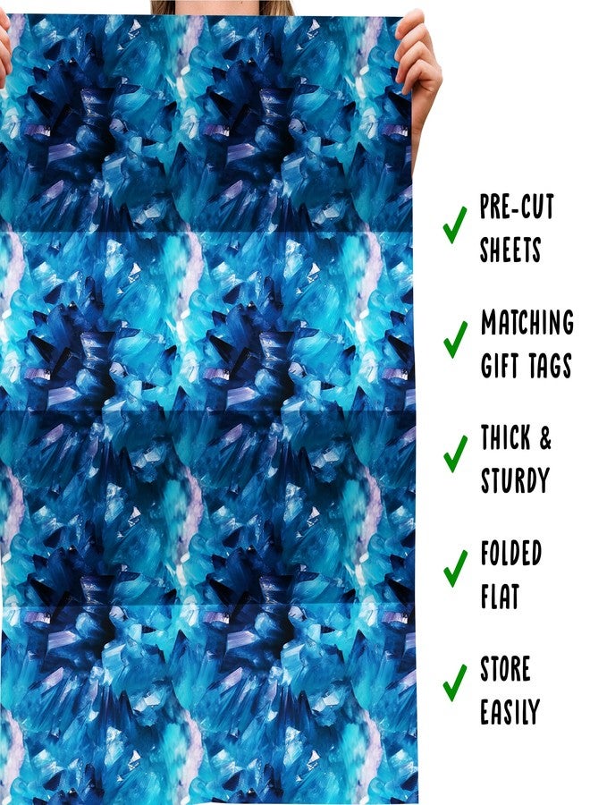 CENTRAL 23 Crystal Wrapping Paper - 6 Sheets Of Gift Wrap - Blue Crystals - For Women Teenagers Girls - Birthday Holiday Christmas - Comes With Stickers - Image 5